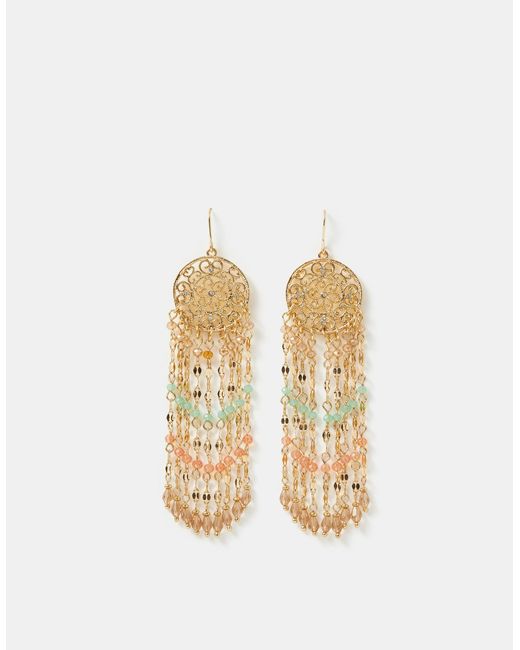 Accessorize Metallic Beaded Long Drop Earrings