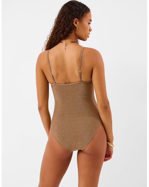 Accessorize Brown V-Front Shimmer Swimsuit