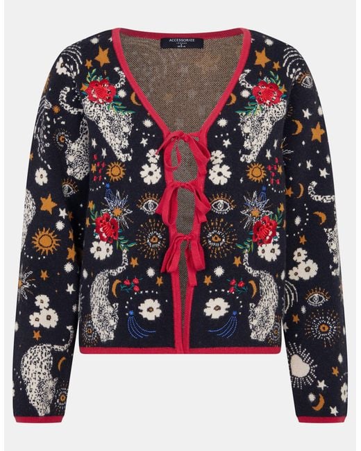 Accessorize Blue Celestial Tie Front Cardigan