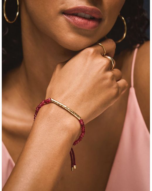 Accessorize Pink 14Ct-Plated Quartz Beaded Friendship Bracelet