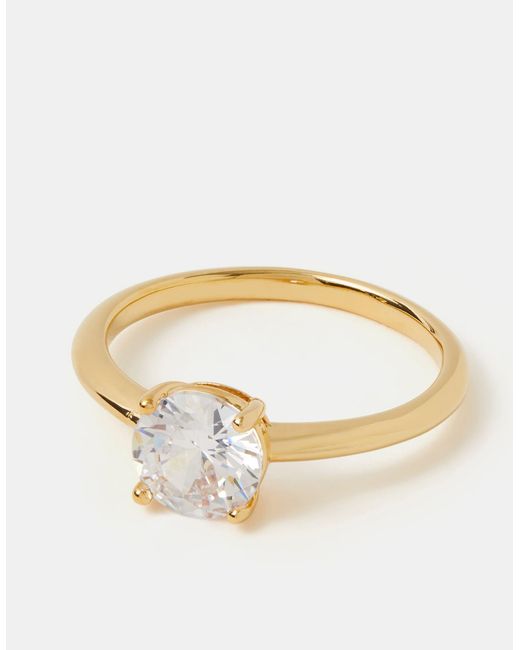 Accessorize White 14Ct-Plated Solitaire Ring