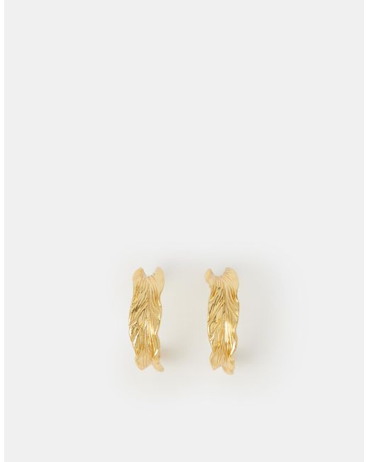 Accessorize Metallic 14Ct-Plated Feather Hoop Earrings