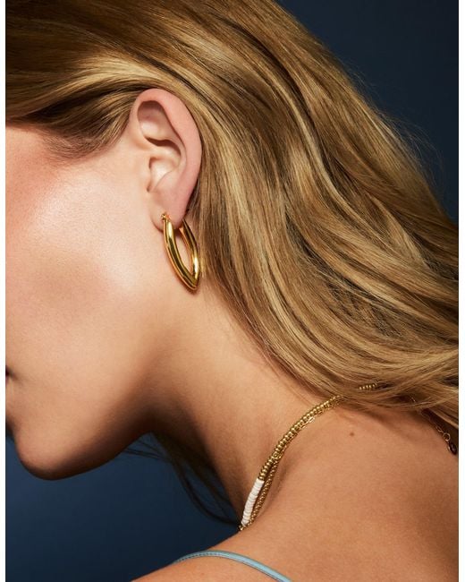 Accessorize Metallic 14Ct-Plated V-Shaped Hoop Earrings