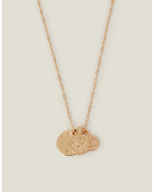 Accessorize Natural Textured Coin Pendants Necklace