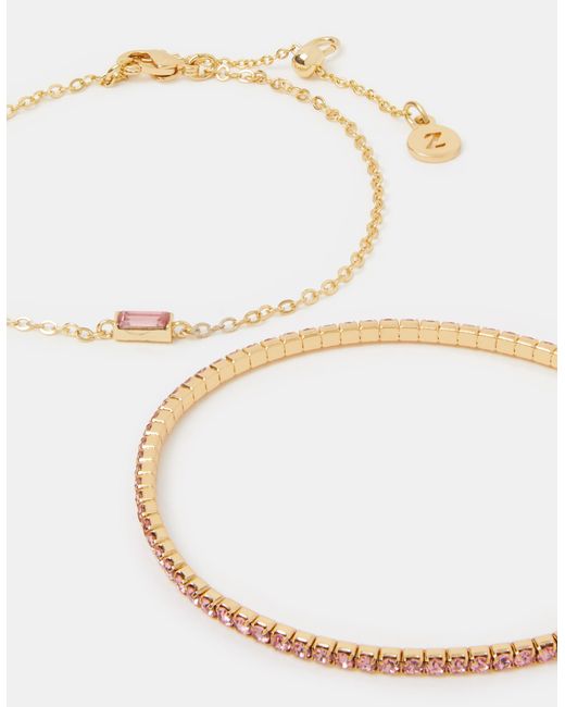 Accessorize White 2-Pack 14Ct-Plated Gemstone Bracelets