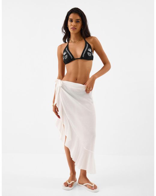 Accessorize Black Shell Embroidered Triangle Bikini Top