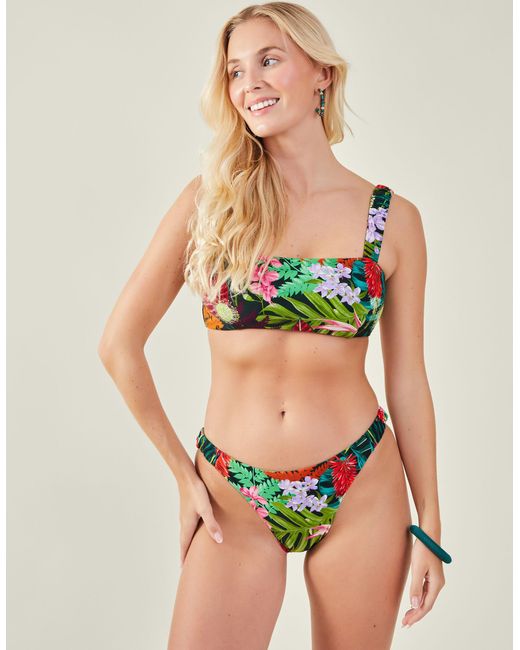 Accessorize Green Women's Brights Multi Jungle Crop Bikini Top