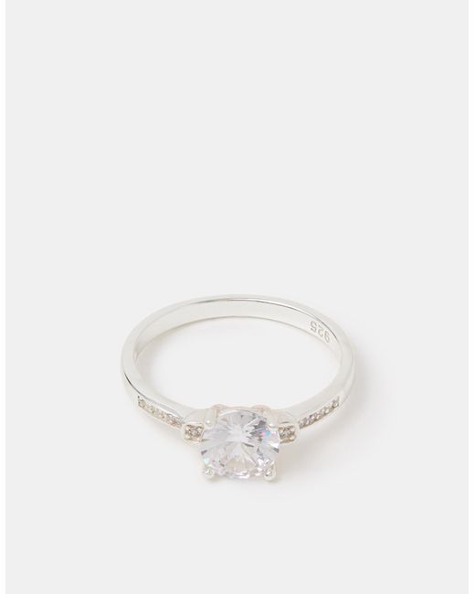 Accessorize White Sterling Cubic Zirconia Engagement Ring