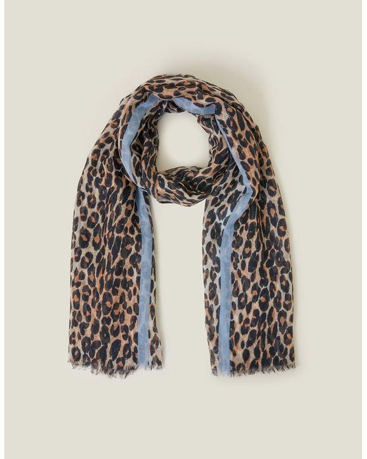 Accessorize Blue Lightweight Leopard Print Scarf