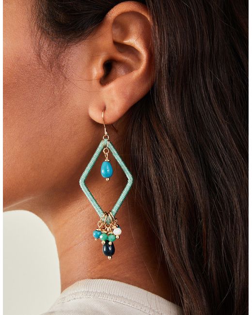 Accessorize Blue Green Diamond Wrapped Earrings