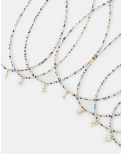 Accessorize White 14Ct-Plated Beaded Initial Pendant Necklace