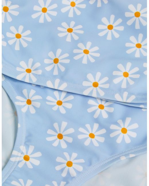 Accessorize Blue Daisy Print Bralette Bikini Set