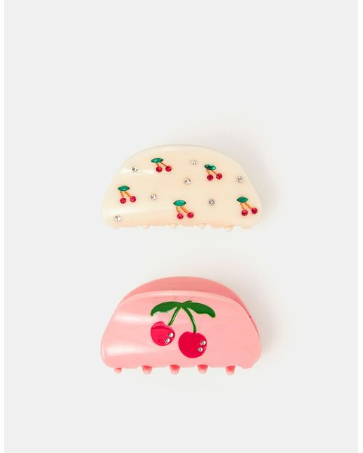 Accessorize Natural 2-Pack Cherry Gem Claw Clips