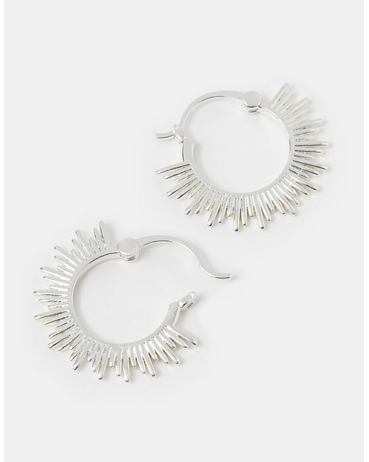 Accessorize White Sterling-Plated Sun Hoop Earrings