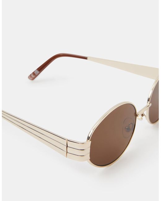 Accessorize Natural Oval Metal Sunglasses