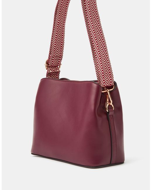 Accessorize Red Webbing Strap Crossbody Bag