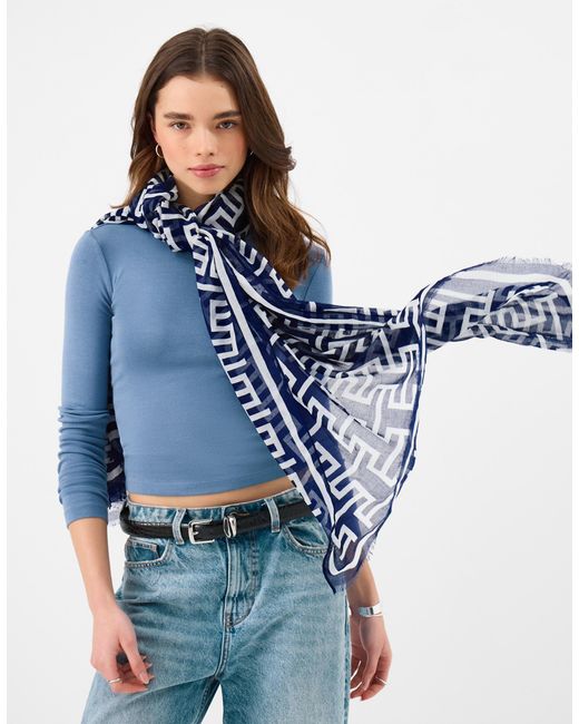 Accessorize Blue Lightweight Geometric Print Scarf