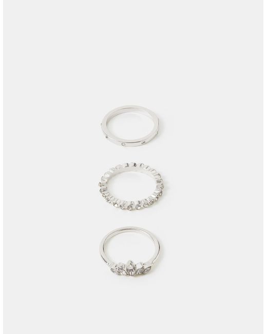 Accessorize Blue 3-Pack Diamanté Stacking Rings