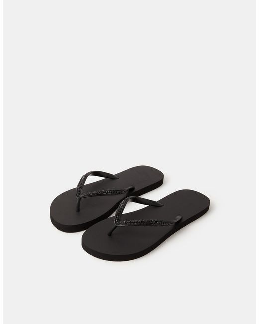 Accessorize Black Crystal Embellished Flip Flops