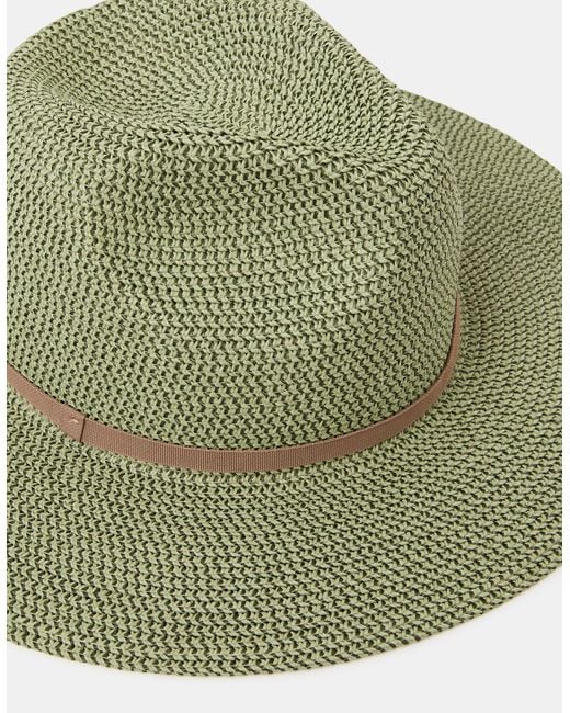 Accessorize Green Woven Panama Hat