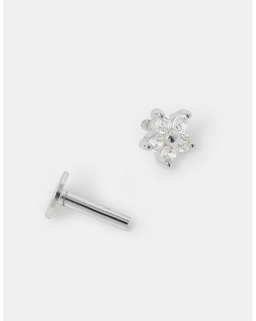 Accessorize White Sterling Flower Flatback Stud