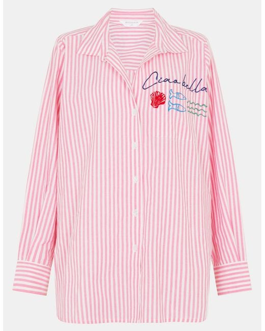 Accessorize Pink Ciao Bella Embroidered Stripe Shirt