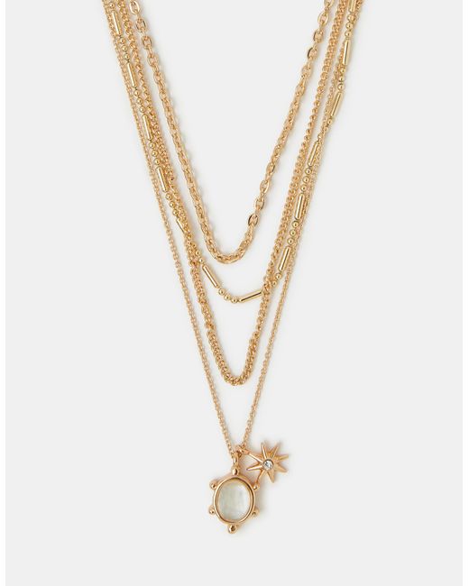 Accessorize Metallic Star Pendant Layered Necklace