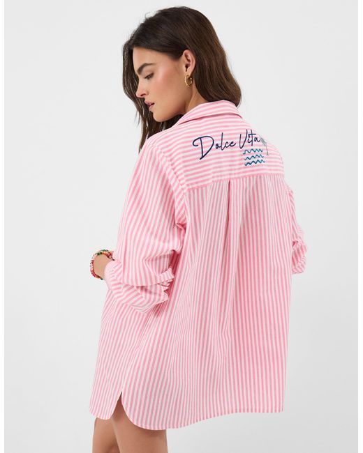 Accessorize Pink Ciao Bella Embroidered Stripe Shirt