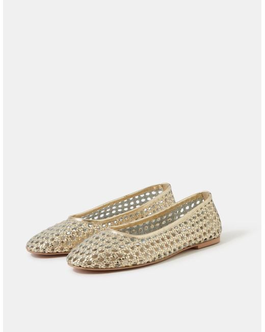 Accessorize White Woven Leather Ballet Flats