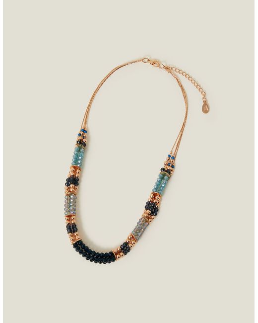 Accessorize Natural Layered Facet Bead Collar Necklace