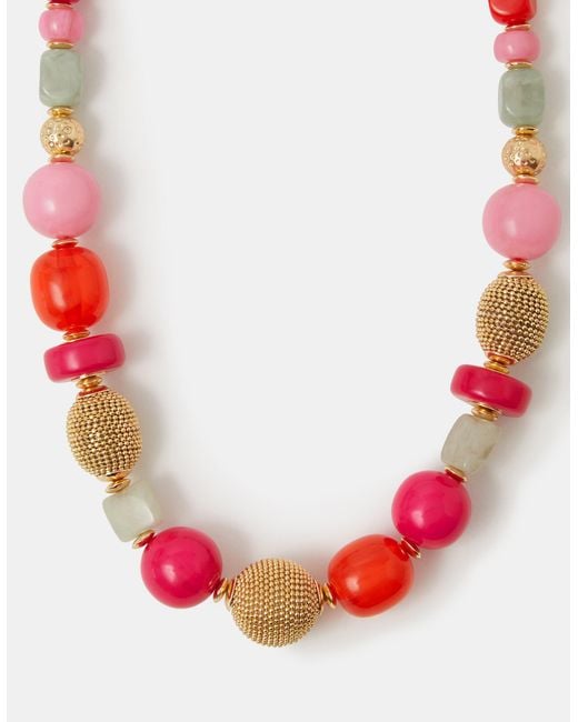 Accessorize Pink Chunky Resin Beaded Necklace
