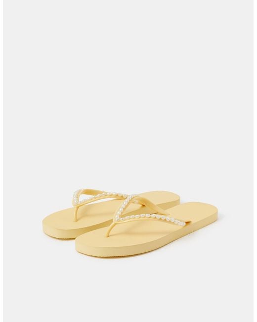 Accessorize White Pearl Flip Flops
