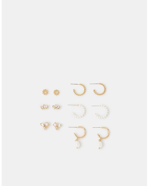 Accessorize White 6-Pack Pearl Stud & Hoop Earrings