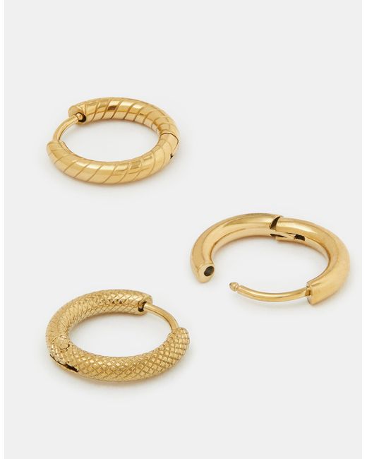 Accessorize White 3-Pack Stainless Steel Textured Hoop Earrings