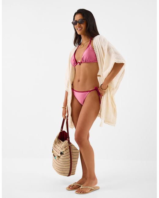 Accessorize Red Whipstitch Triangle Bikini Top
