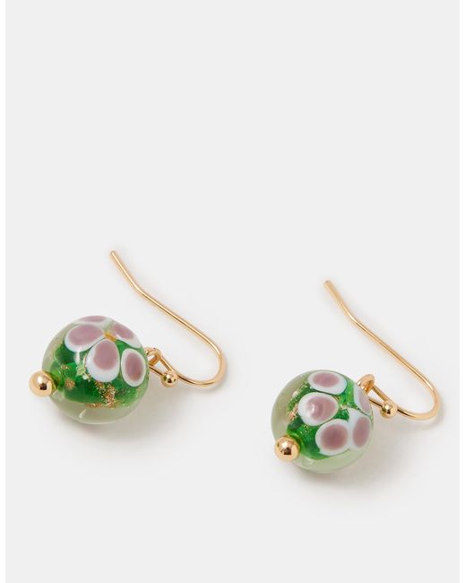 Accessorize Green Glass Bead Drop Earring