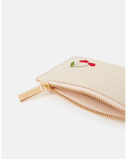 Accessorize Natural Cherry Embroidered Card Holder