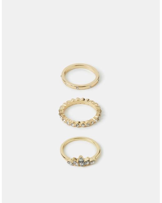 Accessorize Natural 3-Pack Diamanté Stacking Rings