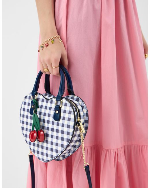Accessorize Pink Gingham Heart Crossbody Bag