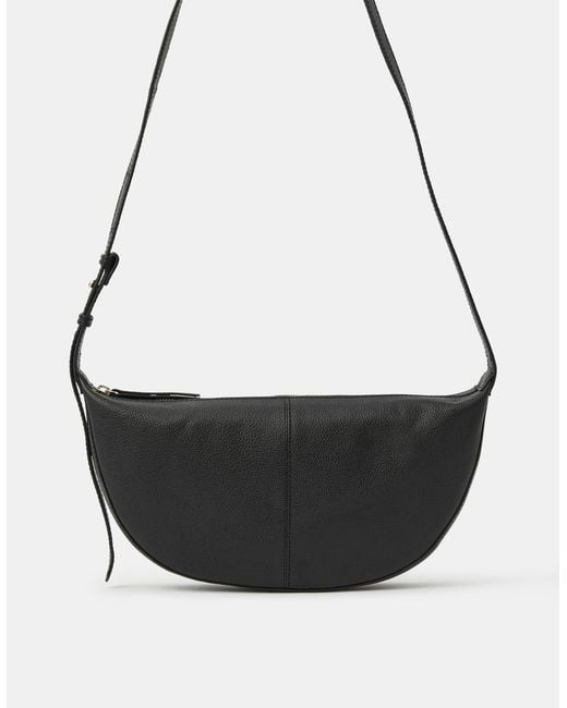 Accessorize Black Leather Sling Crossbody Bag