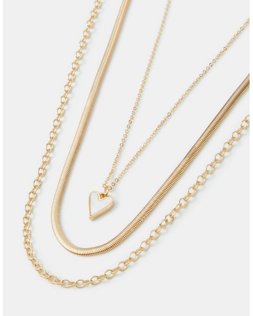 Accessorize Natural 3-Pack Heart Pendant Chain Necklaces