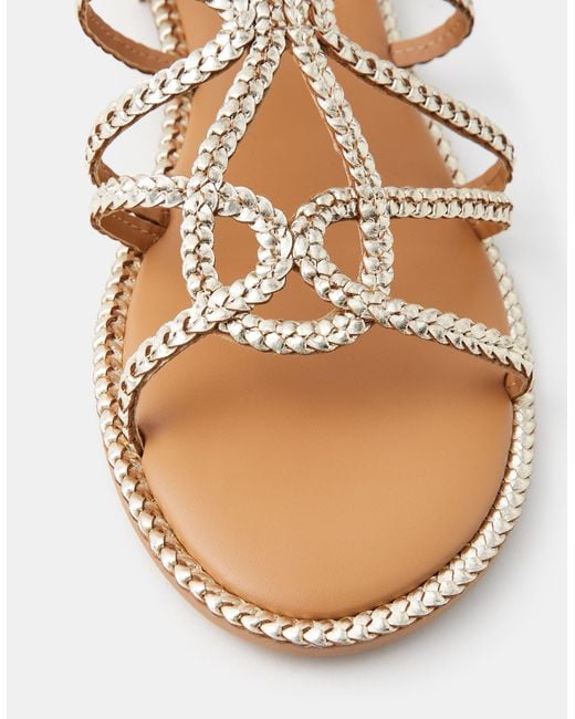 Accessorize White Metallic Braided Leather Sandals