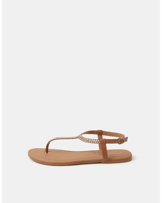 Accessorize White Embellished Leather Sandals