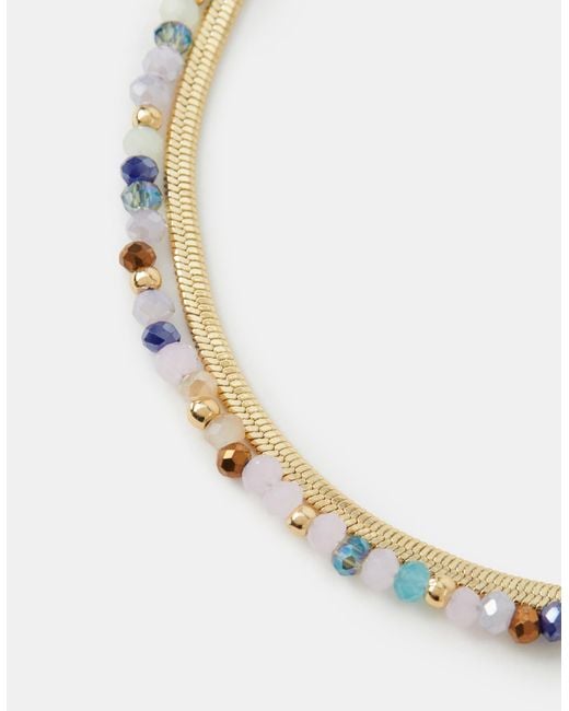Accessorize Natural 14Ct-Plated Beaded Layered Bracelet