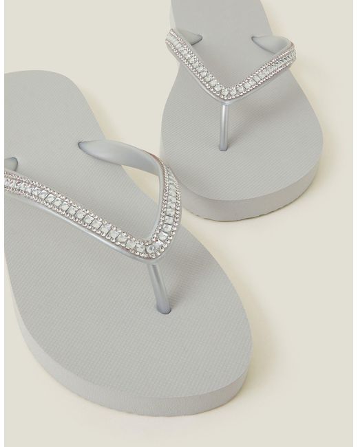 Accessorize Natural Crystal Embellished Flip Flops
