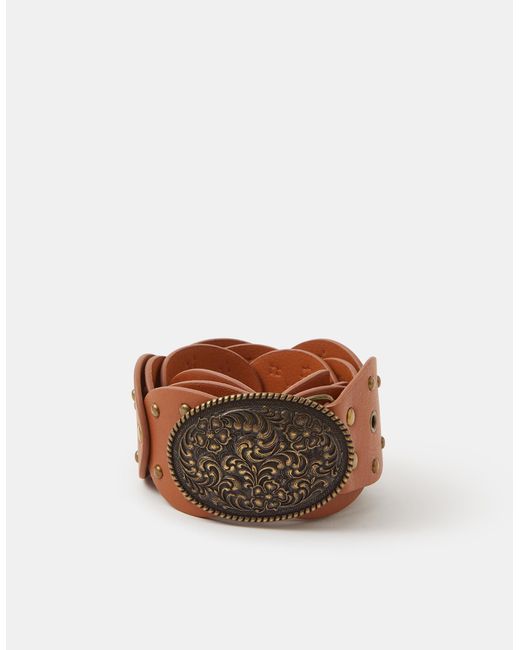 Accessorize Brown Western Buckle Oval Disc Belt