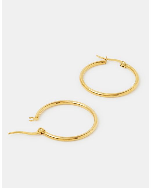 Accessorize White Medium Stainless Steel Hoop Earrings