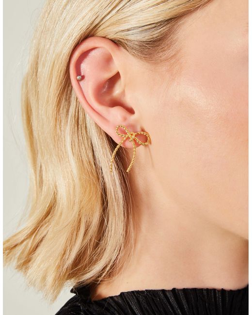 Accessorize Natural Women's 14ct Gold-plated Bow Earrings