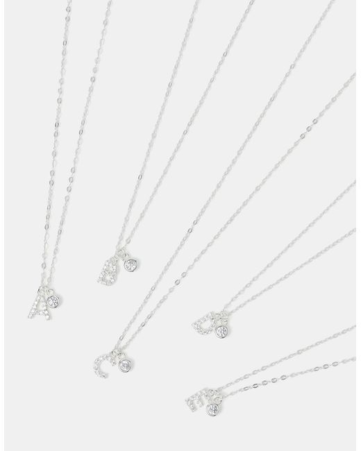 Accessorize Brown Sterling Stone Initial Pendant Necklace