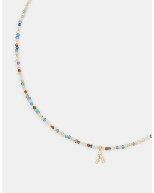 Accessorize White 14Ct-Plated Beaded Initial Pendant Necklace